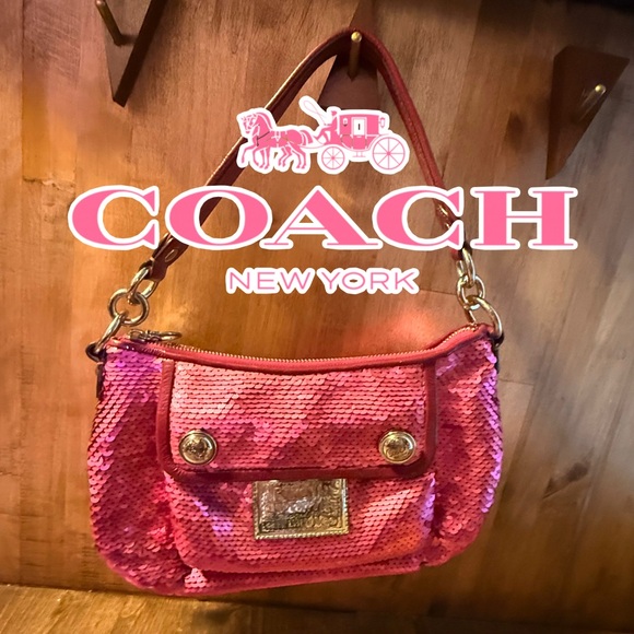 Limited Coach Poppy Groovy Crossbody Pink Sequin Shoulder Bag EUC - Picture 1 of 12
